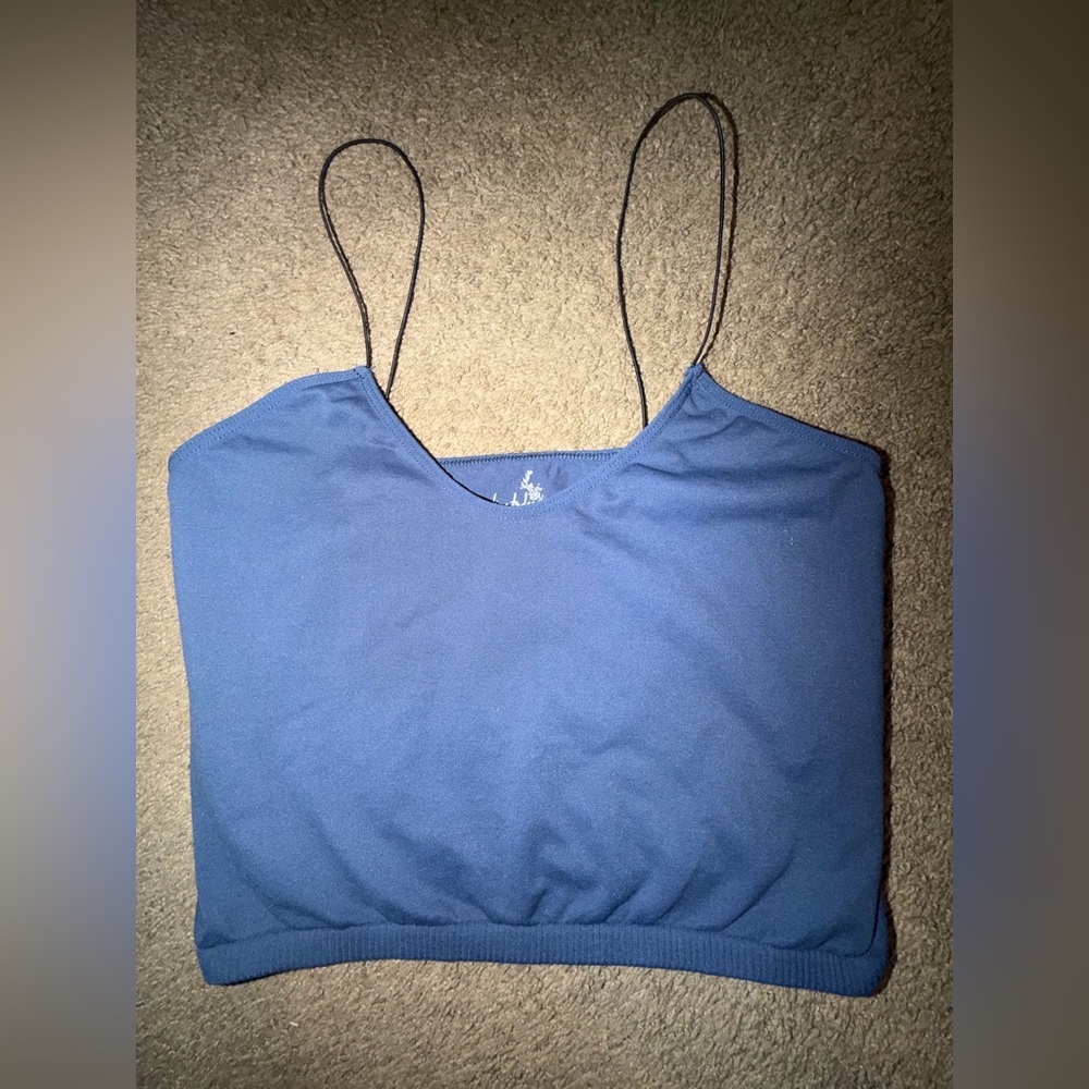 Free People Women’s Slim-Strap Blue Crop Camisole